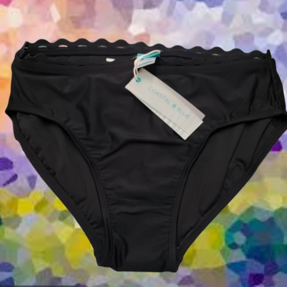New  Coastal blue black bikini bottom Size Medium